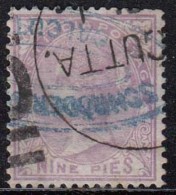 Nine Pies , British East India 1874, QV Used,  Early Indian Cancellations, Cooper, Renouf - 1854 East India Company Administration