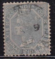 British East India Used 1866 - 1867......6a8p, Six Annas Eight Pies,  Elephant Wartermark, As Scan - 1854 Britse Indische Compagnie