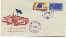 TURKEY,TURQUIE,TURKEI, 15 YEARS OF THE COUNCIL OF EUROPE 1964 FIRST DAY COVER - Lettres & Documents