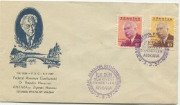TURKEY,TURQUIE,TURKEI, GERMAN PRESIDENT VISIT TO ANKARA 1957 FIRST DAY COVER - Lettres & Documents