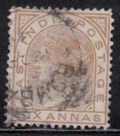 British East India Used 1876, Elephant Watermark, Six Annas - 1854 Compagnia Inglese Delle Indie