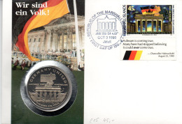 DDR Numisbrief "Wir Sind Ein Volk"3.Okt.90 Marshall Inseln Mit 5$ 1990 Brand. Tor (Münze)+45c. 1990 B.T. Marshall Inseln - Sonstige & Ohne Zuordnung