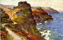 DEVON - LYNTON ART - CASTLE ROCK BY E H HASLEHUST - Lynmouth & Lynton