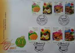 Hong Kong Malaysia Joint Issue Local Food 2014 Foods Cuisine Cake Flower Flora Plant (joint FDC) *dual Cancellations - Storia Postale