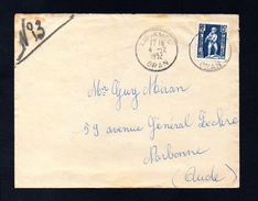 ENVELOPPE DE LOURMEL POUR NARBONNE  DU 04/12/1952 - Briefe U. Dokumente