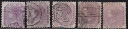 8p X 5 Diff Shades / Variety, Eight Pies , British East India 1860, QV Used, No Watermark - 1854 East India Company Administration