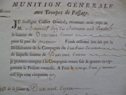 Munition Générale Aux Troupes De Passages Autographe. N°17 Pierre Robin Reconnaissance Paris 1850 - Dokumente