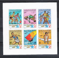 Libia  -  1983. Basket,Windsurf,Ginnastica Anelli,Salto In Alto. Complete Set  Imperforated Block. MNH, Fresh, Very Rare - Estate 1984: Los Angeles