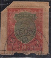 Rs 10 On Piece, British India Used In Burma, Rangoon  1929, King George V, - Burma (...-1947)