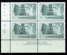 1952  Forestry Products  LR Plate Block No 2   MH - Overprinted