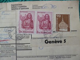 Bulletin D'expédition Genève Pour L'Espagne Avec 3 TP - Cartas & Documentos