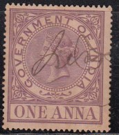 One Anna Revenue Adhesive, Fiscal Used, British India, QV Queen Victoria - Other & Unclassified