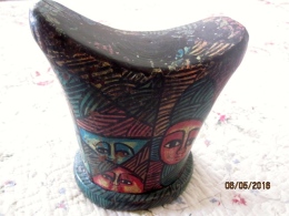 Ethiopia: Headrest /appui-tête Gurage Peint - Afrikanische Kunst