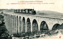 N°49328 -cpa Fermanville -le Viaduc Avec Train- - Ouvrages D'Art