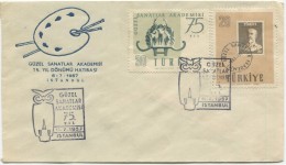 TURKEY,TURQUIE,TURKEI, 75TH YEAR OF FINE ARTS ACADEMY 1957 FIRST DAY COVER - Lettres & Documents