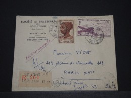 COTE D´IVOIRE AOF - Env Recommandée D´Abidjan Pour Paris - Avril 1954 - P17840 - Brieven En Documenten