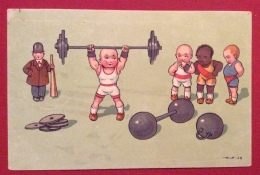 SPORT SOLLEVAMENTO PESI  CARTOLINA D'AUTORE FIRMATA VIAGGIATA  NEL 1921 - Weightlifting