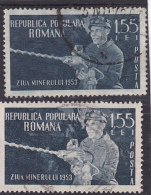 ERROR,MINING DAY,1953,COLOR VARIATY,USED STAMPS,ROMANIA. - Varietà & Curiosità