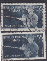 ERROR,MINING DAY,1953,COLOR VARIATY,USED STAMPS,ROMANIA. - Abarten Und Kuriositäten
