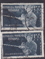 ERROR,MINING DAY,1953,COLOR VARIATY,USED STAMPS,ROMANIA. - Errors, Freaks & Oddities (EFO)