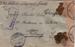 Lettre Chargé 1918 >> CaD Luxembourg Gare + Censure Pour La Suisse - Lettres & Documents