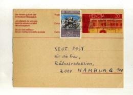 - SUISSE . AFFRANCHISSEMENT COMPOSE  EUROPA AVEC ENTIER SUR CP  DE 1975 POUR L´ALLEMAGNE . CACHET TOURISTIQUE . - 1975