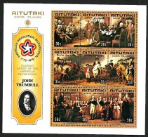 COOK ISLANDS AITUTAKI JOHN TRUMBULL ARTIST OF USA REVOLUTION 1976 SET OF 3 X 2 ON M/S MINT SG? READ DESCRIPTION !! - Aitutaki