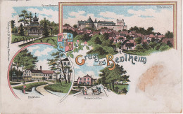 Litho AK Gruss Bad Bentheim Burg Gesundbrunnen Badehaus Bahnhofsallee Bahnhof ? Bei Schüttorf Samern Quendorf Nordhorn - Bentheim