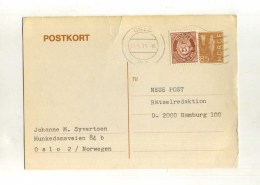 - NORVEGE . AFFRANCHISSEMENT COMPOSE  AVEC ENTIER SUR CP  DE 1975 POUR L´ALLEMAGNE  . - Entiers Postaux