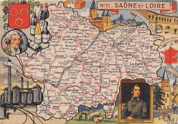 Saône Et  Loire    71     Carte Géographique..   Lamartine  Greuze   Mac Mahon - Autres & Non Classés