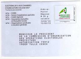 Entier Postal PAP Réponse Corrèze Tulle Elections 2013 Aux Chambres D'agriculture Colléges 5a à 5e4 - Prêts-à-poster:reply