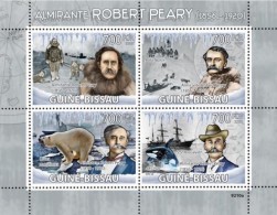 Guinea Bissau 2009, Admiral R. Peary, Dogs, Polar Bear, Orca, 4val In BF - Polar Explorers & Famous People