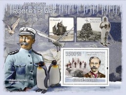 Guinea Bissau 2009, Admiral R. Peary, Pinguins, Ships, BF - Polar Explorers & Famous People