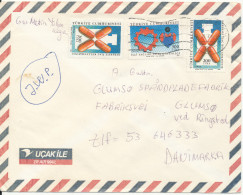 Turkey Air Mail Cover Sent To Denmark 6-7-1989 - Airmail
