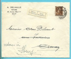 401 Op Brief Met Stempel HUY Naar AMAY , Strookje REFUSE / GEWEIGERD - 1934-1935 Léopold III