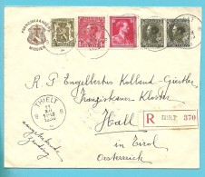 401+403+420+428 Op Brief Aangetekend Met Stempel THIELT 11/12/36, Verso Vignet FRANCISKAANSCHE MISSIEN / THIELT !!! - 1934-1935 Leopold III