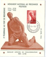 LBL38/3 - BELGIQUE CM MONUMENT NATIONAL AU PRISONNIER POLITIQUE 25/4/1954 - 1951-1960