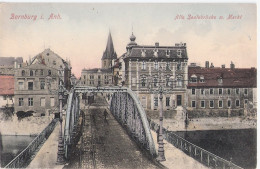 BERNBURG In Anhalt Alte Saale Brücke Mit Markt Strassenbahn Tram Fast TOP-Erhaltung Ungelaufen - Bernburg (Saale)