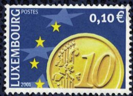 Luxembourg 2001 Utilisé Used Représentation D´une Pièce Euro De 10 Centimes - Ungebraucht