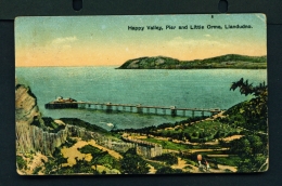 WALES  -  Llandudno  Happy Valley, Pier And Little Orme  Used Vintage Postcard As Scans - Denbighshire