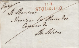 France Italia Dept. Conquis Ombrone 1812 "114 ST. QUIRICO" En Rouge Lettre Pour Monte Alcino (o168) - 1792-1815: Dipartimenti Conquistati