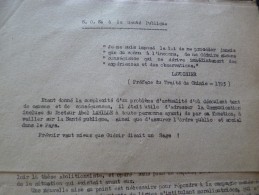 Document Typographié  Prostitution SOS à La Santé Publique Dr Larille 1 Février 1946 - Manuscritos