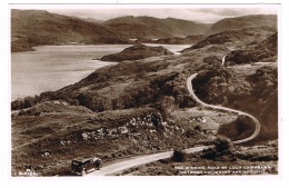 RB 1096 -  Real Photo Postcard - Car - Winding Road By Loch Cairnbawn - Sutherland Scotland - Sutherland