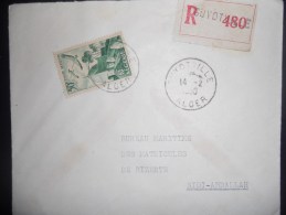 Algerie Lettre Recommande De Guytville 1950 Pour Bizerte - Briefe U. Dokumente