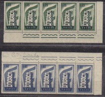 Europa Cept 1956 Italy 2v Strip Of 5v VARIETY "white In "Poste" ** Mnh (29688) - 1956