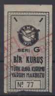TURQUIE,TURKEI TURKEY TURKISH AERONAUTICAL ASSOCIATION  1 KURUS USED STAMP - Europe