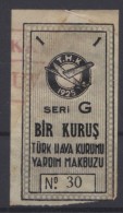 TURQUIE,TURKEI TURKEY TURKISH AERONAUTICAL ASSOCIATION  1 KURUS USED STAMP - Europe