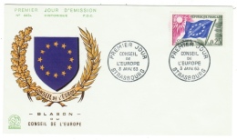 France // Timbres De Service //Conseil De L´Europe //  FDC 1963 Y&T  28 - Lettres & Documents