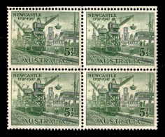 Australia 1947 Newcastle 51/2d Coal Block Of 4 MH - See Notes - Neufs