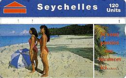 SEYCHELLES 120 U WOMAN ON BEACH PALM TREE L & G  CODE 708A SEY-41 READ DESCRIPTION !! - Seychelles